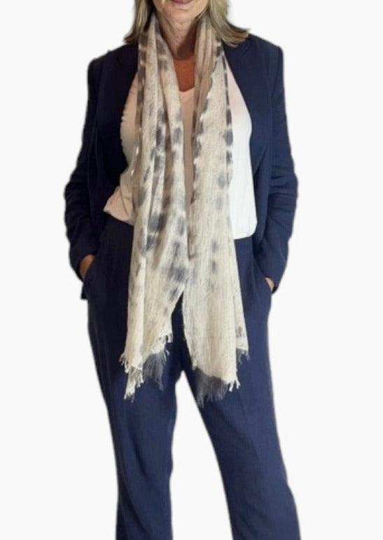 Heavy Felted Scarf -Hand Tie Dyed Grey - Cashmere Luxe