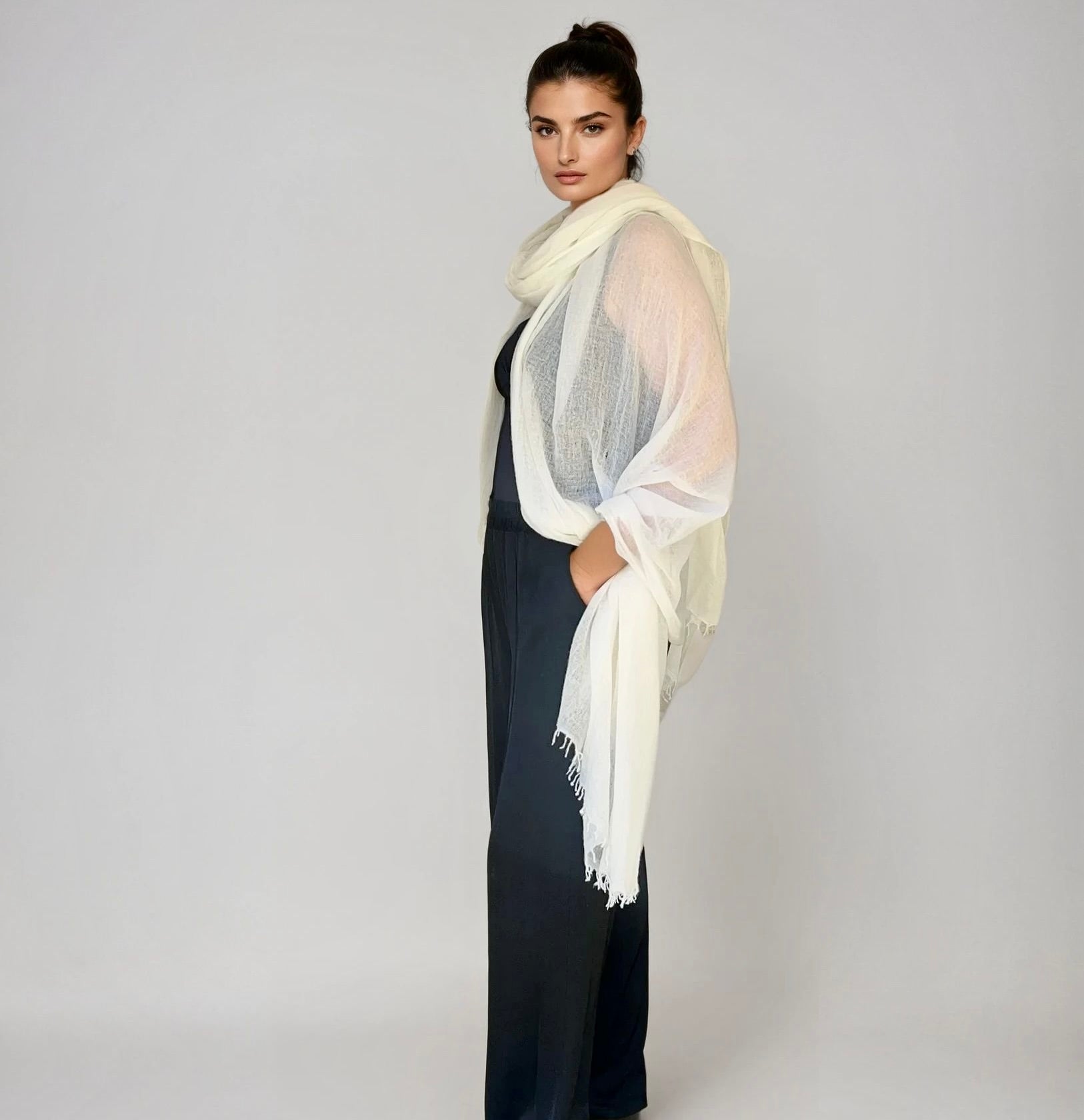 PURE CASHMERE WHITE WRAP/ SOLD OUT Arriving early May