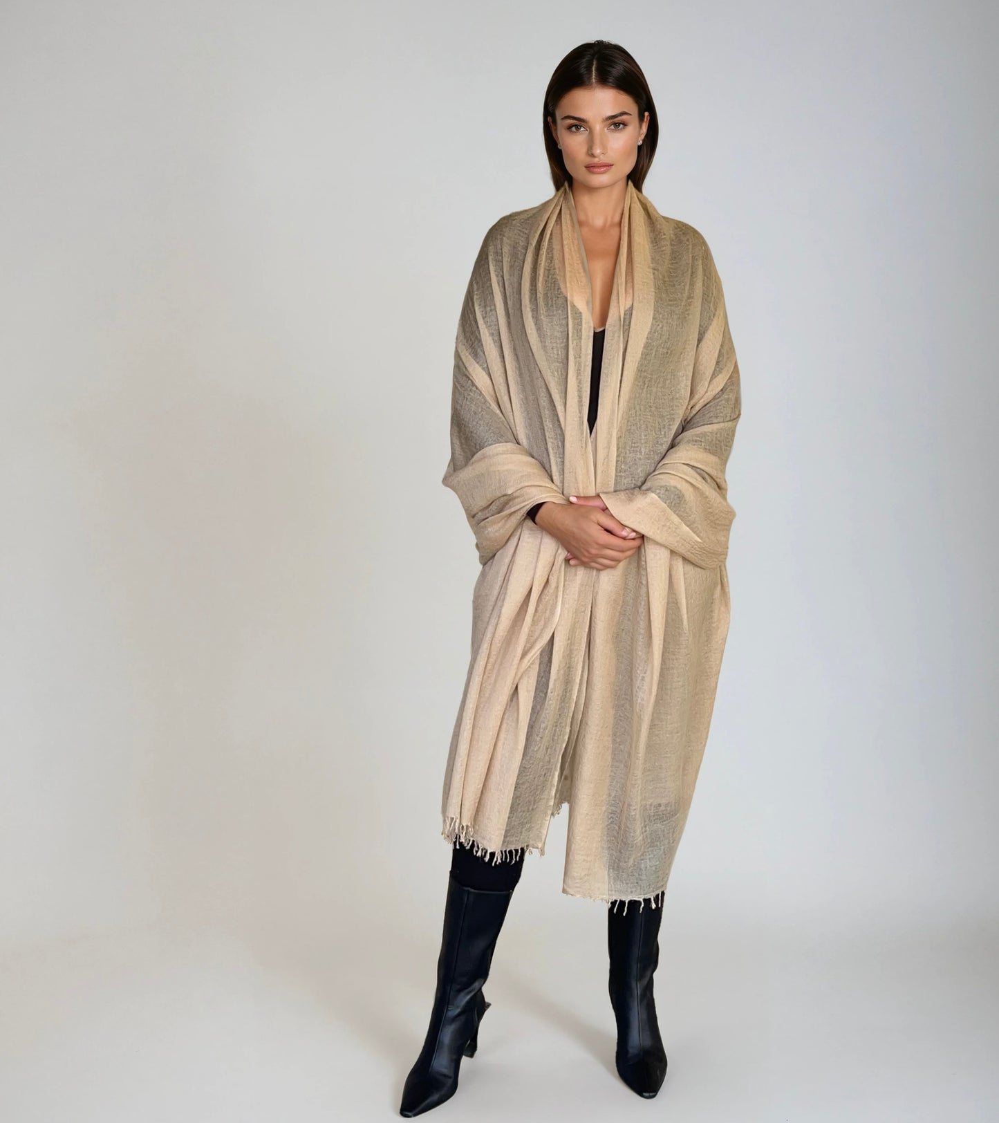 Premium Natural Cashmere Wrap - Handwoven Himalayan Luxury Scarf
