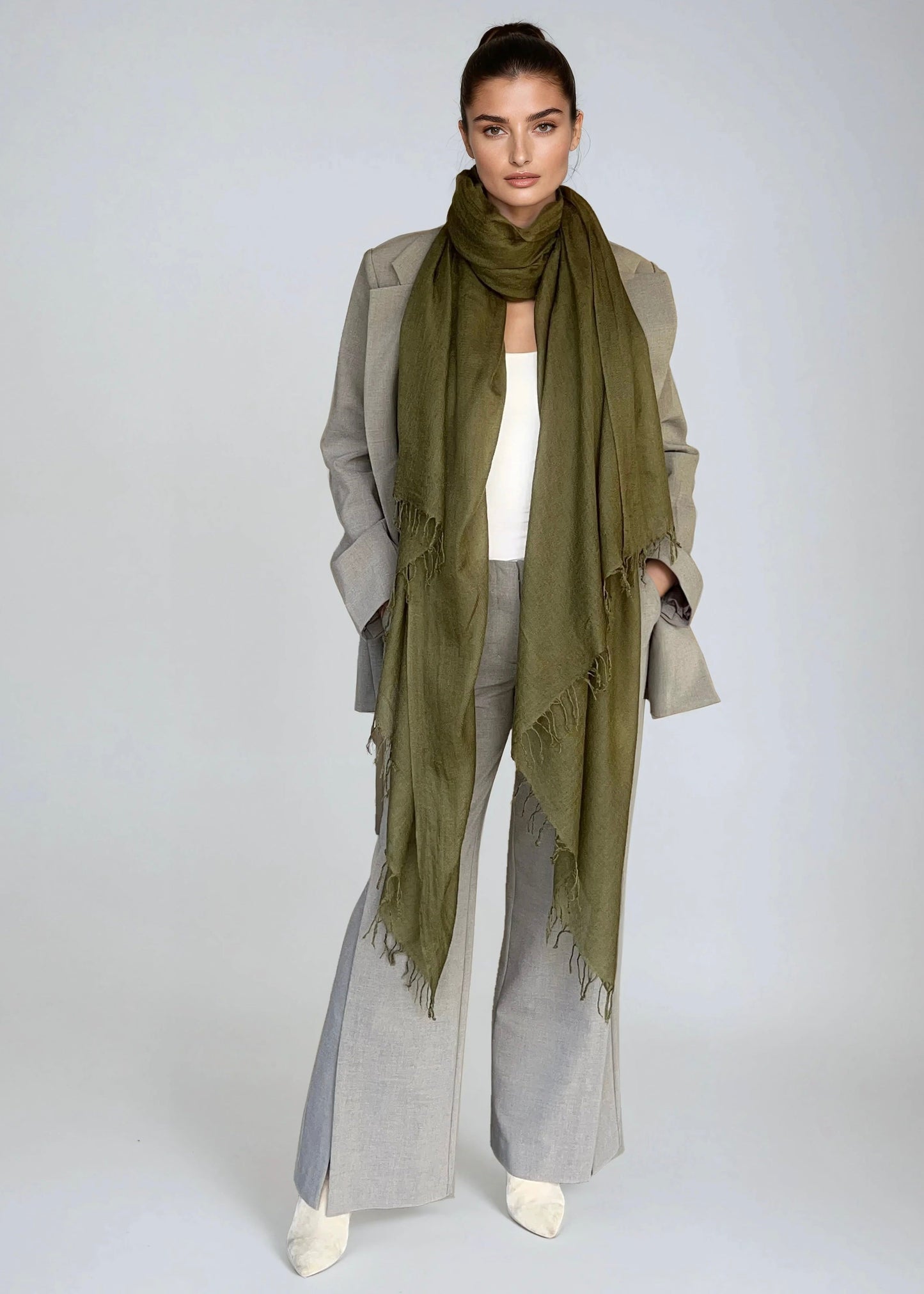 Burnt Bronze Handloom Cashmere Wrap - Luxury Scarf | Cashmere Luxe