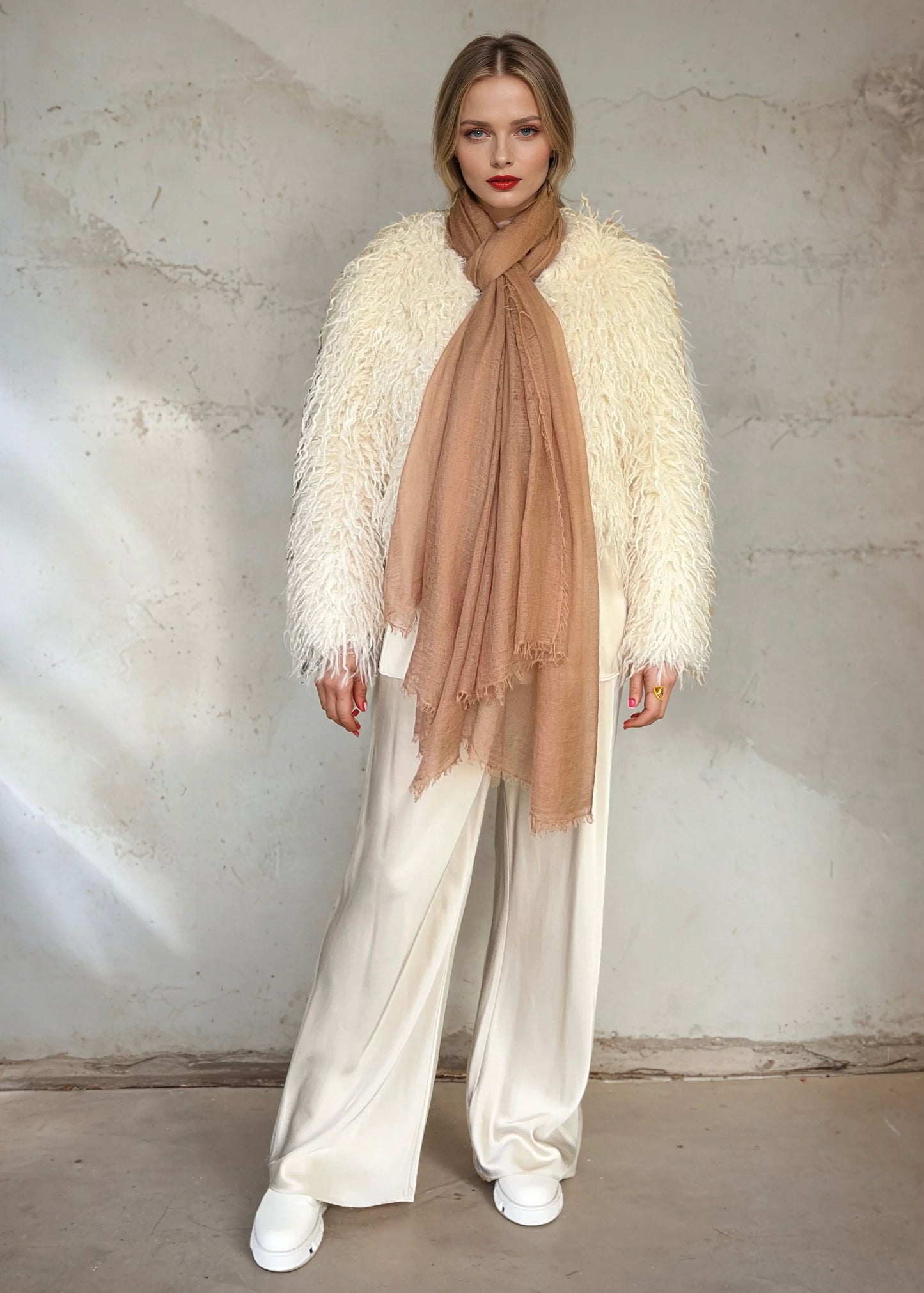 Premium Sunset Bronze Cashmere Wrap - Luxury Lightweight Designer Shawl