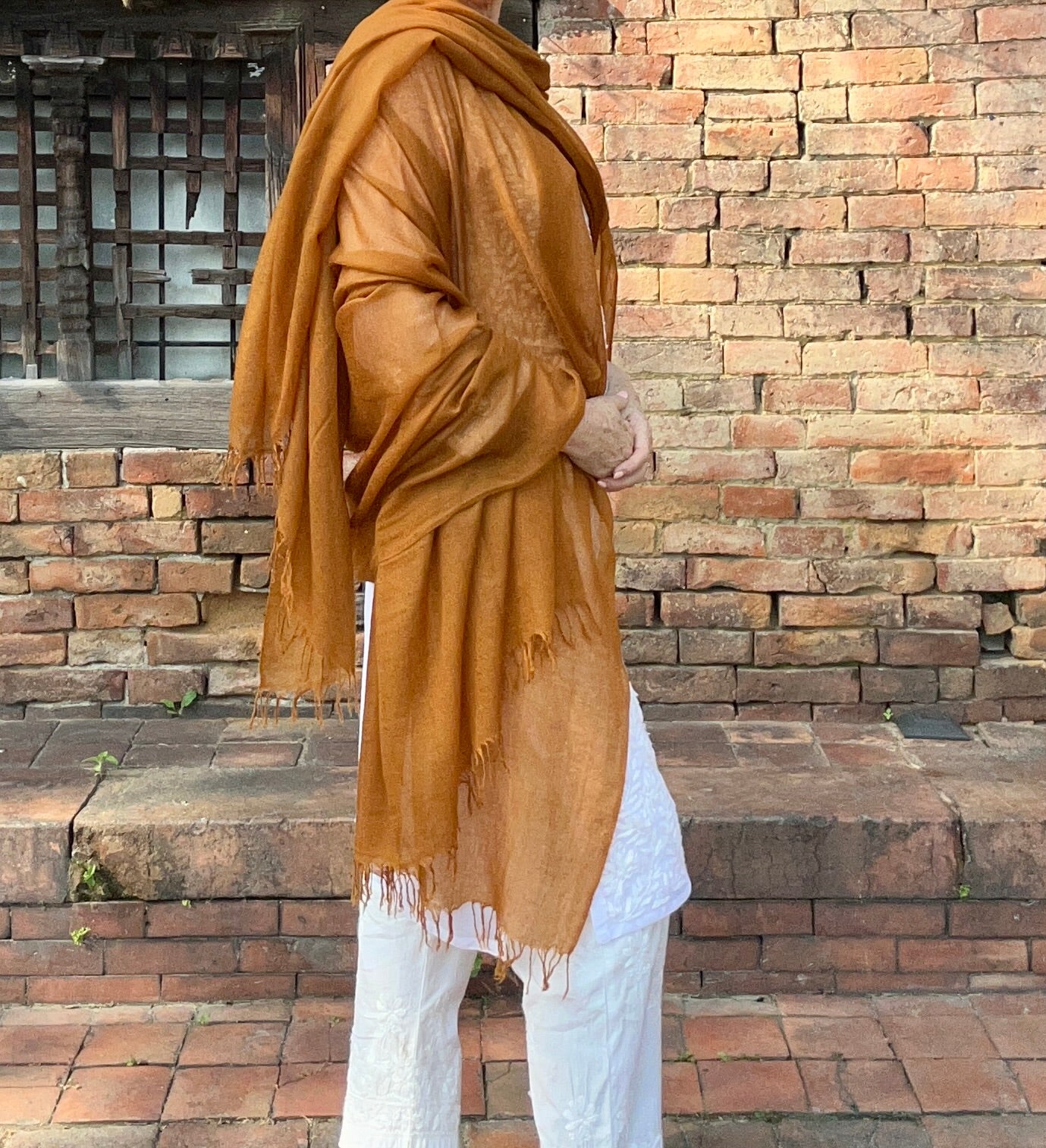Burnt Bronze Handloom Cashmere Wrap - Luxury Scarf | Cashmere Luxe