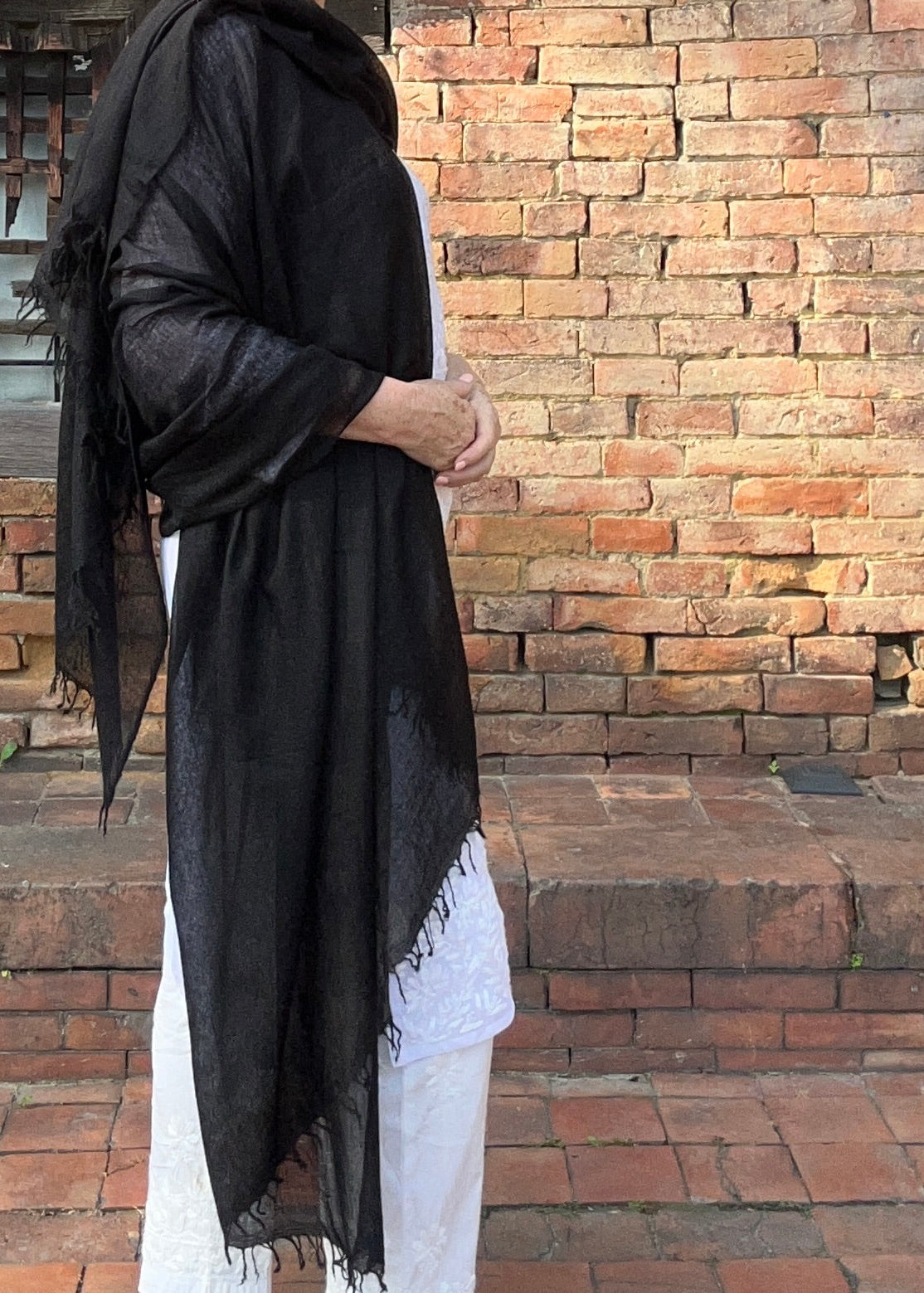 Premium Black Pure Cashmere Wrap - Handwoven Himalayan Luxury Scarf