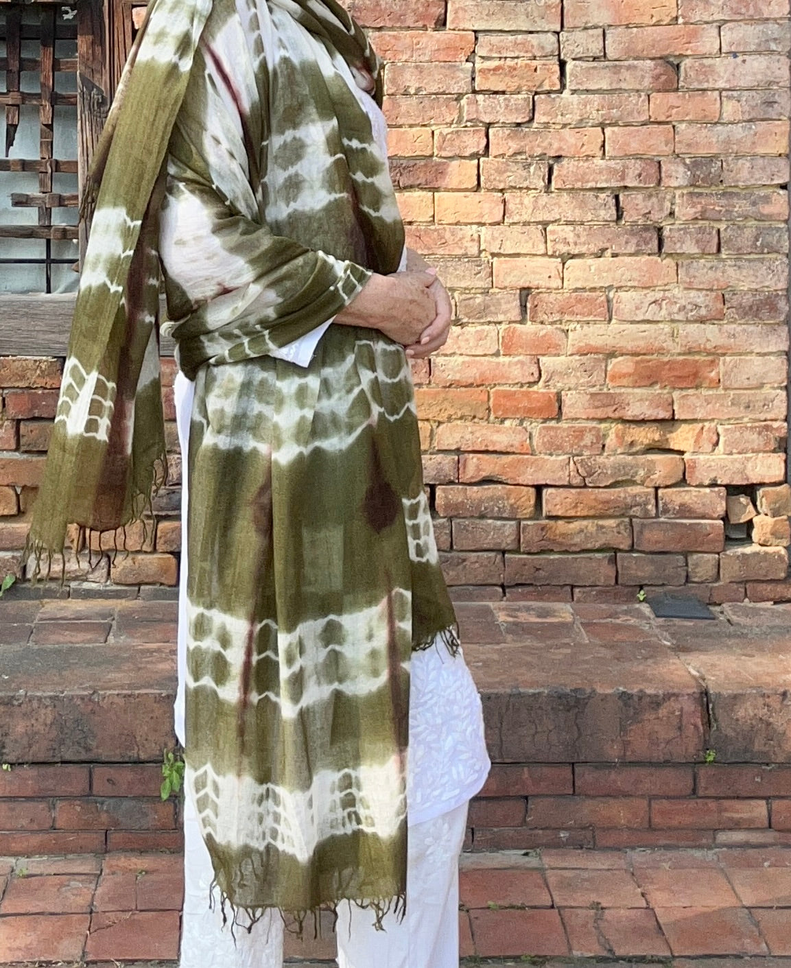 Forest Green, Brown & White Cashmere Wrap | Hand-loomed Luxury Scarf | Limited Edition