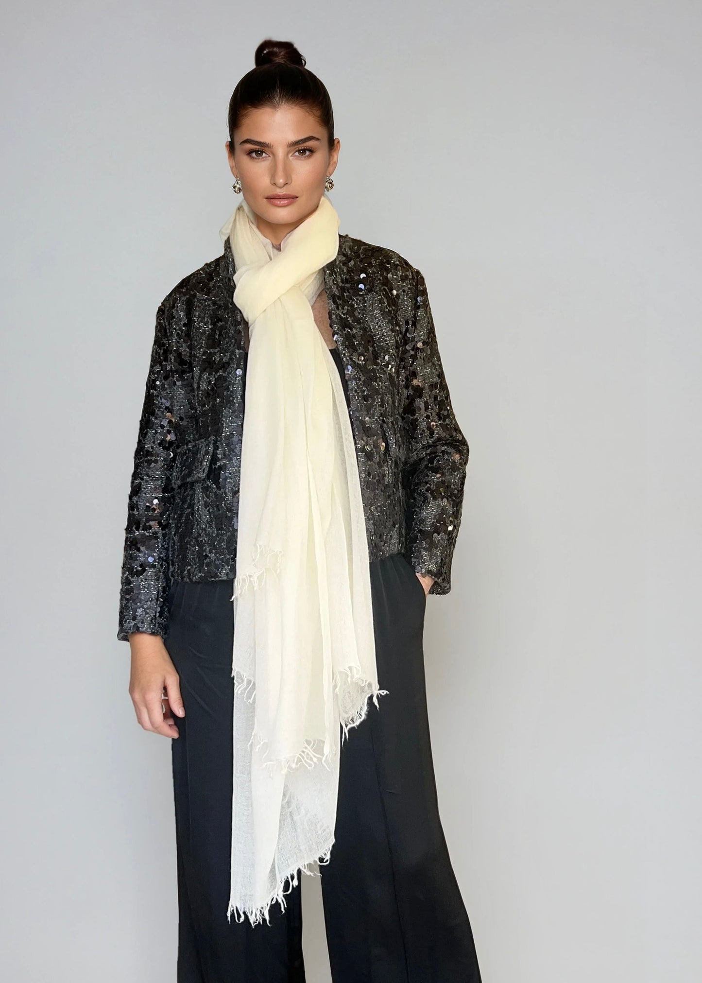 Premium White Pure Cashmere Wrap - Handwoven Himalayan Luxury Scarf