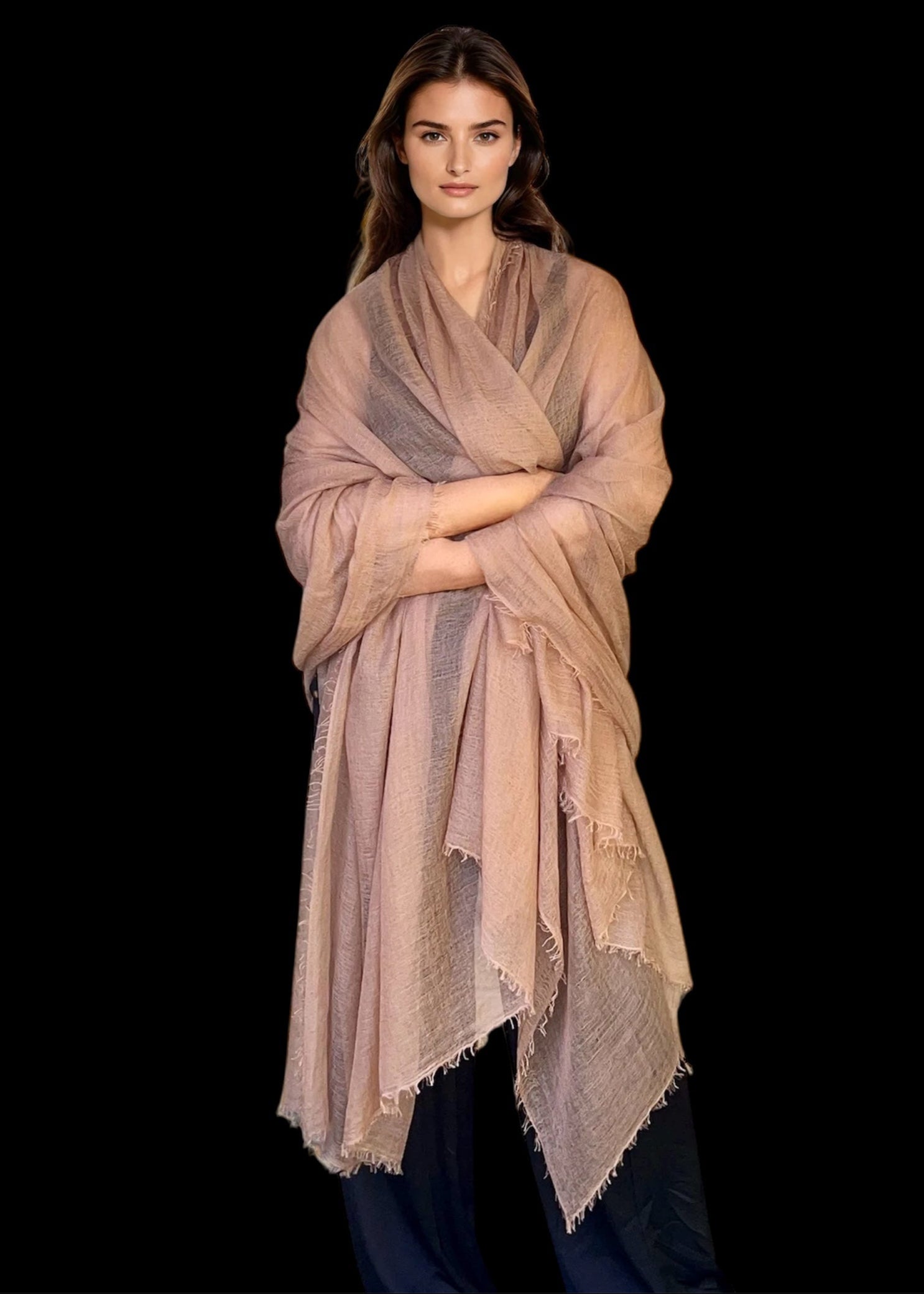 Premium Sunset Bronze Cashmere Wrap - Luxury Lightweight Designer Shawl