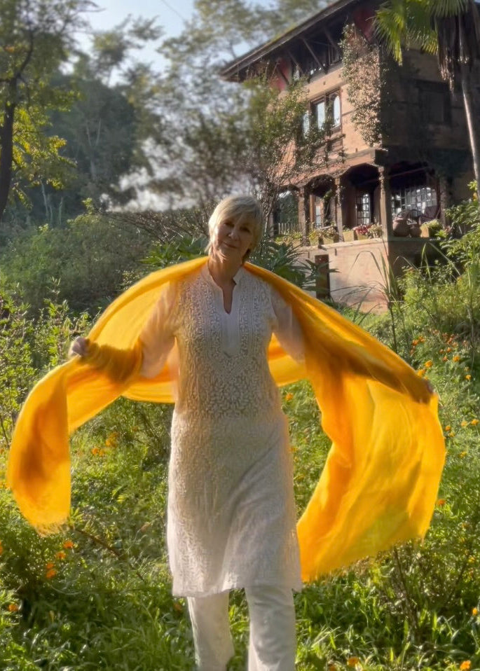 Saffron Handloom Cashmere Wrap - Luxury Scarf | Cashmere Luxe