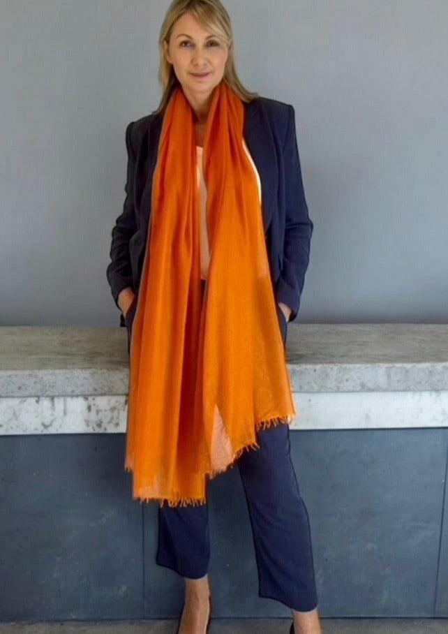 Amber Glow Cashmere Scarf - Cashmere Luxe