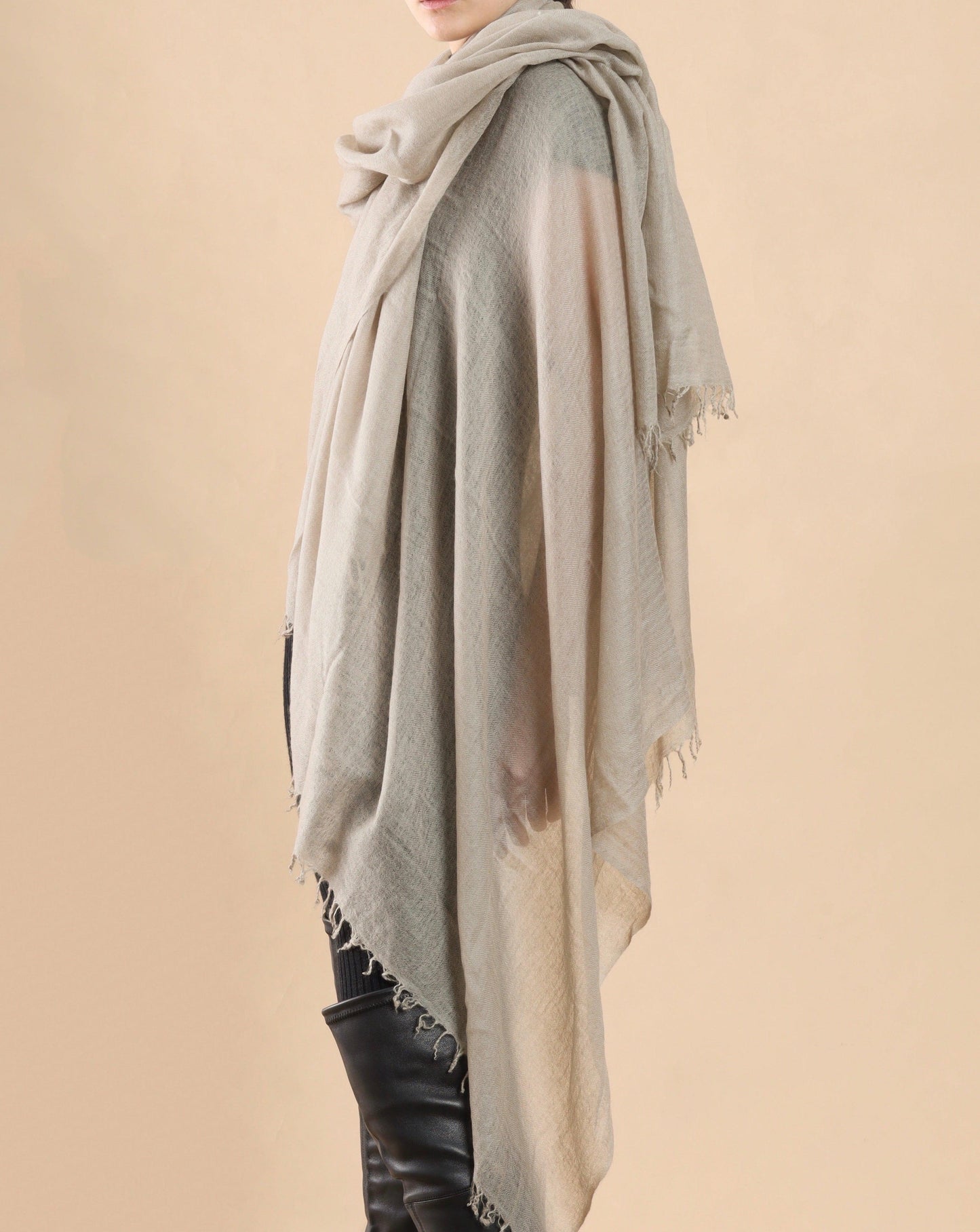 PURE CASHMERE TAUPE WRAP - Cashmere Luxe