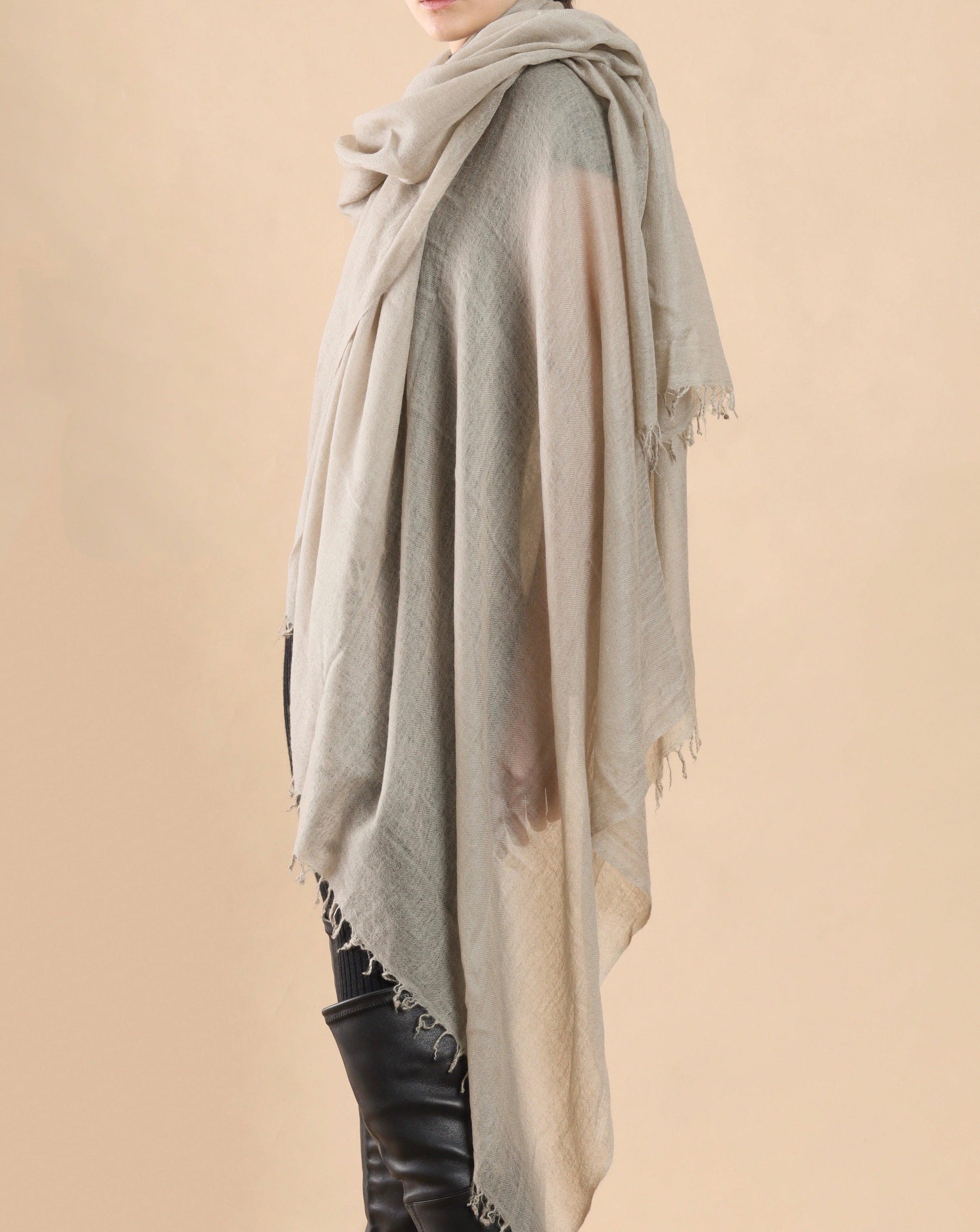 PURE CASHMERE TAUPE WRAP - Cashmere Luxe