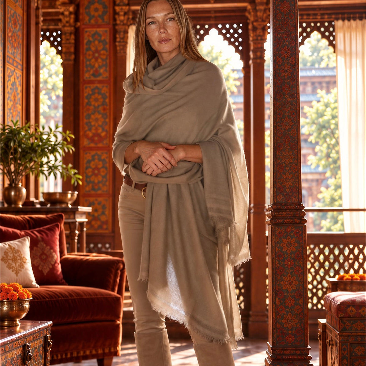 Travel Wrap Mixed Cashmere-Wool
