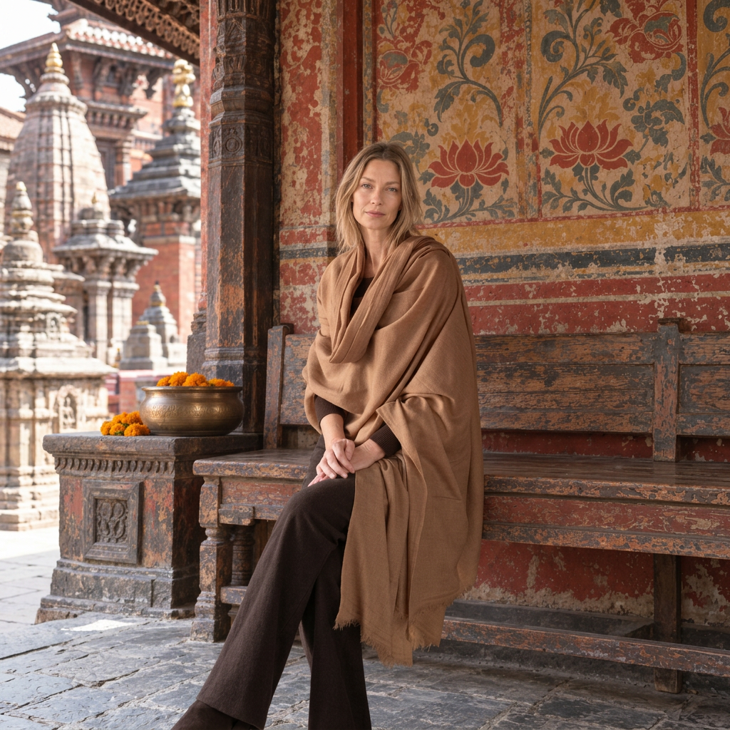 Travel Wrap Handwoven Lightweight Mixed Cashmere-Wool
