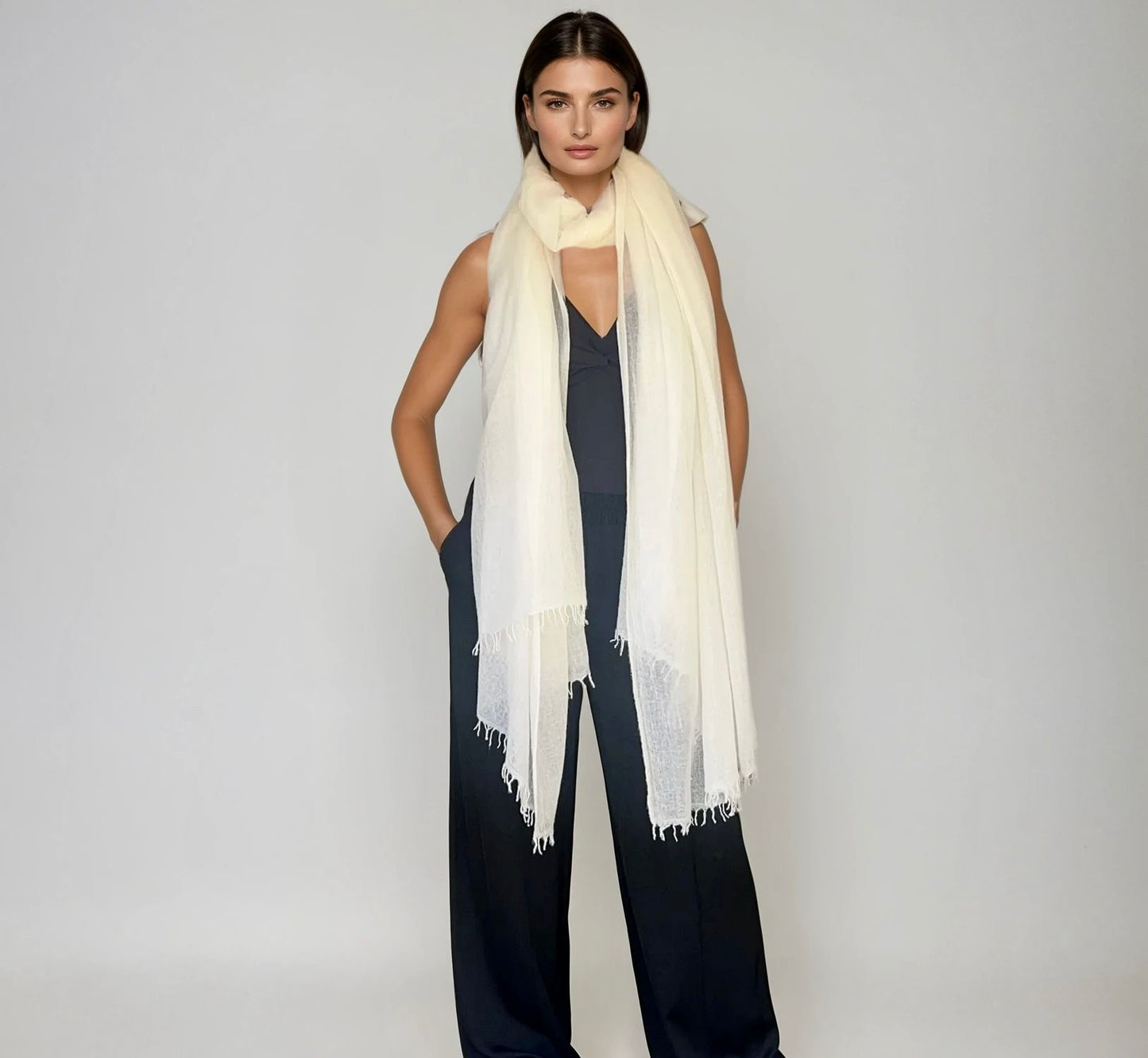 PURE CASHMERE WHITE WRAP/ SOLD OUT Arriving early May