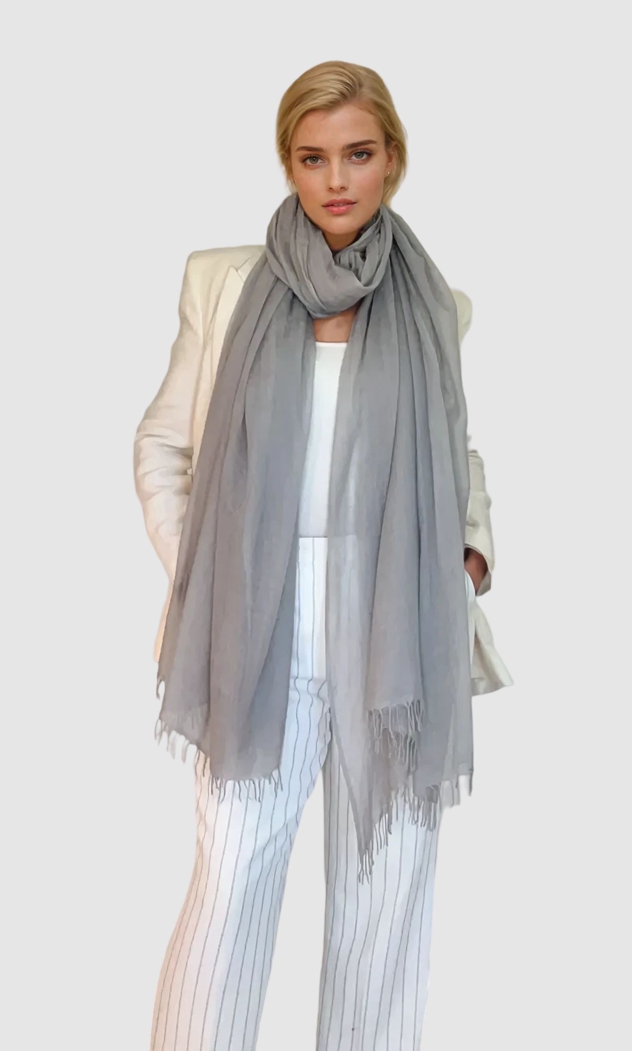 PURE CASHMERE LIGHT GREY WRAP