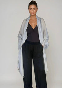 Light Grey Pure Cashmere Wrap | Hand-Loomed Luxury Scarf
