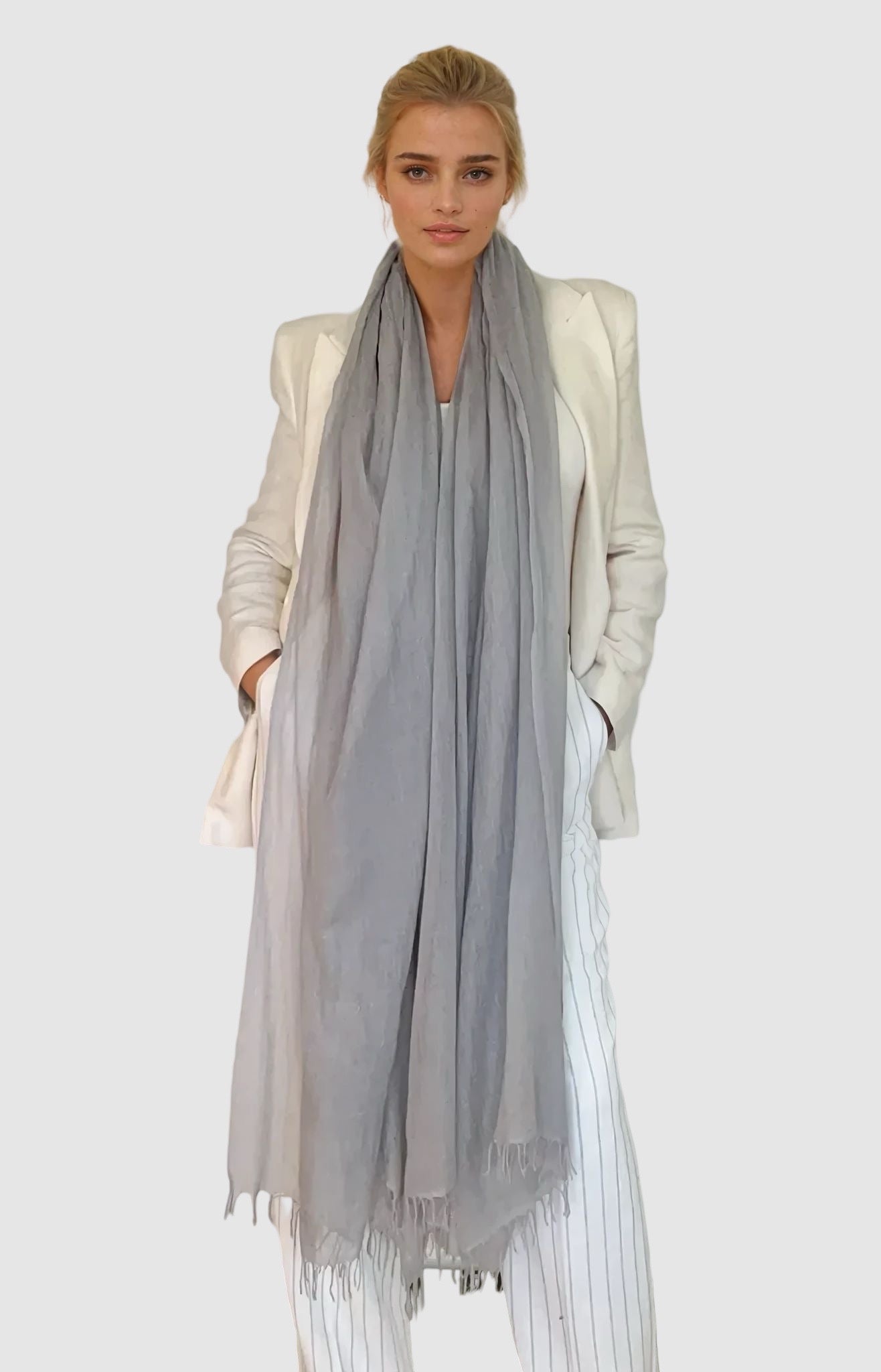 PURE CASHMERE LIGHT GREY WRAP