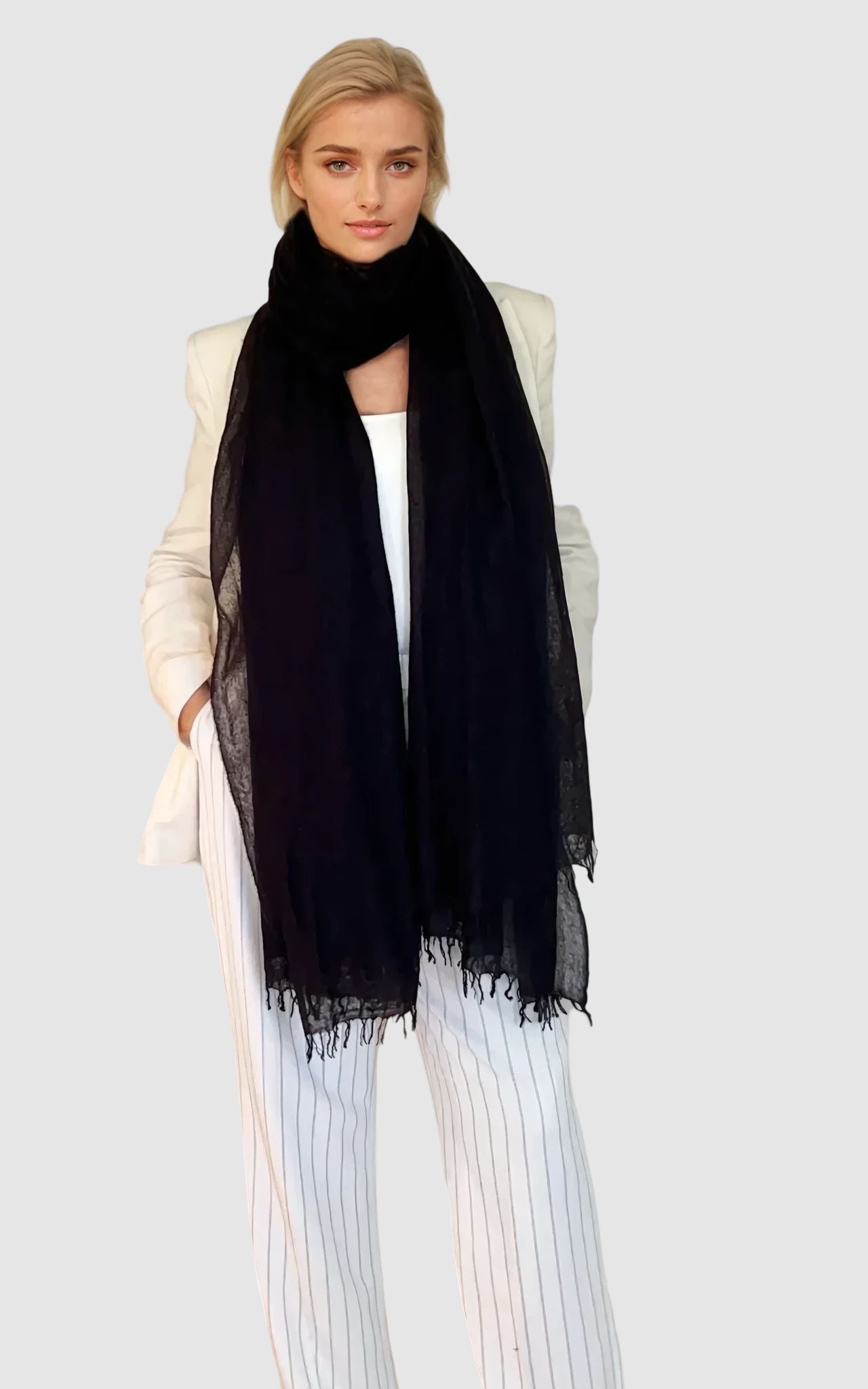 PURE CASHMERE WRAP BLACK