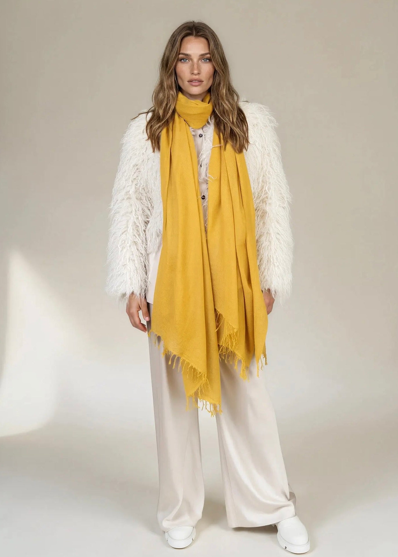 Saffron Cashmere Wrap – Handloom Himalayan Luxury Scarf
