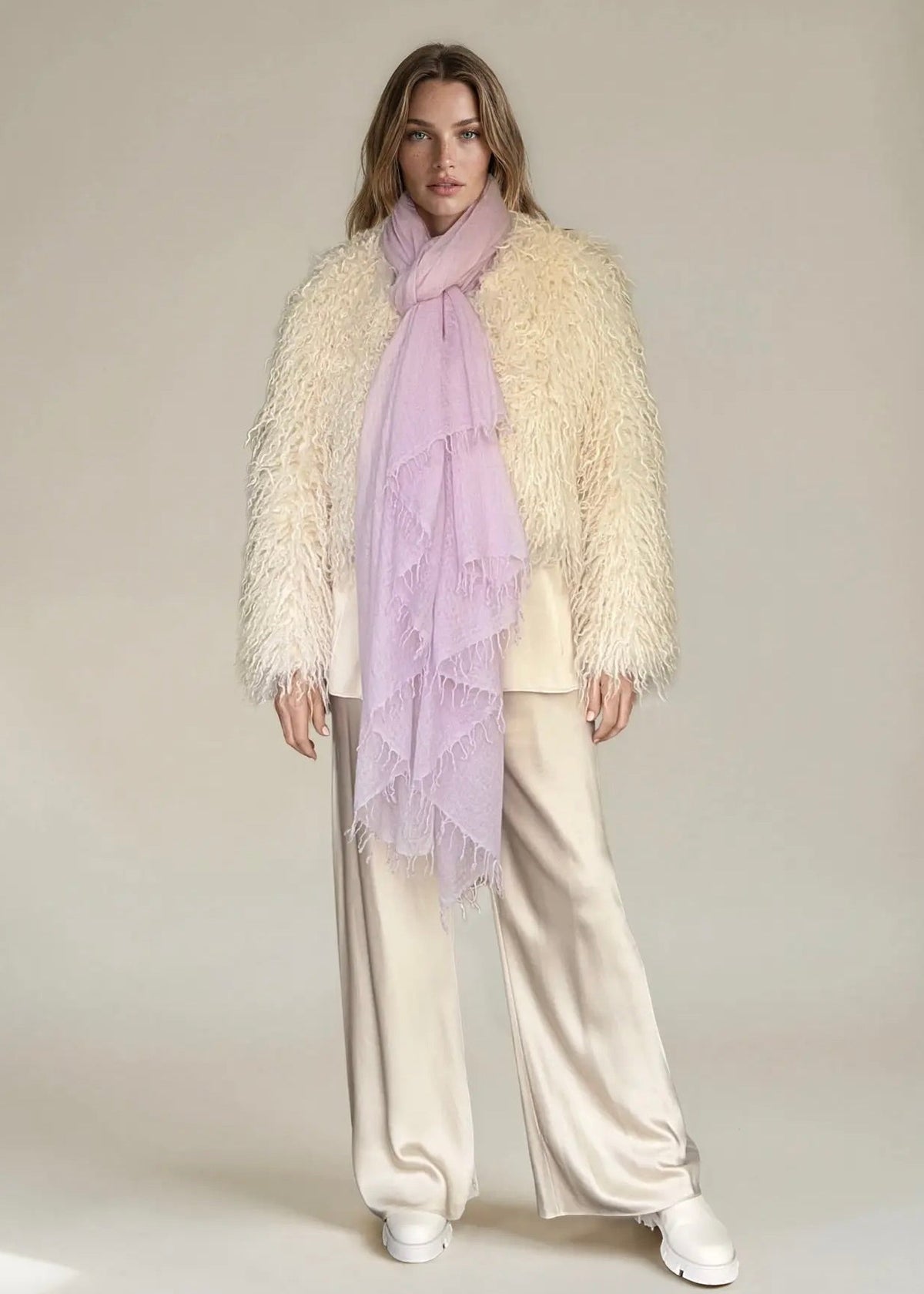 Premium Lavender Pure Cashmere Wrap - Handwoven Himalayan Luxury Scarf