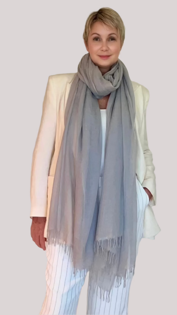 PURE CASHMERE LIGHT GREY WRAP - Cashmere Luxe