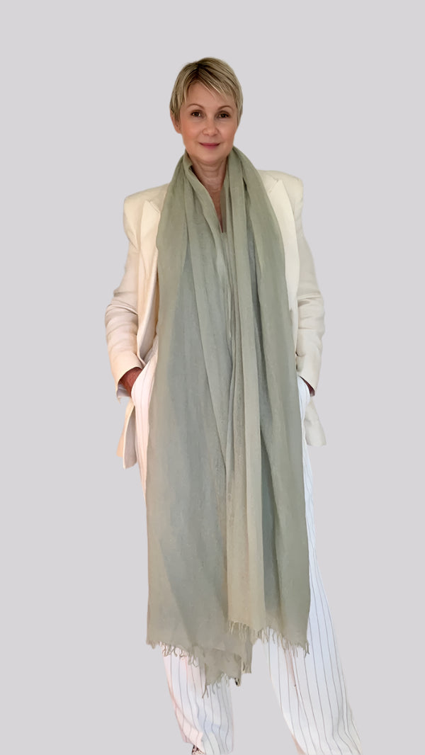 PURE CASHMERE WRAP CELADON - Cashmere Luxe