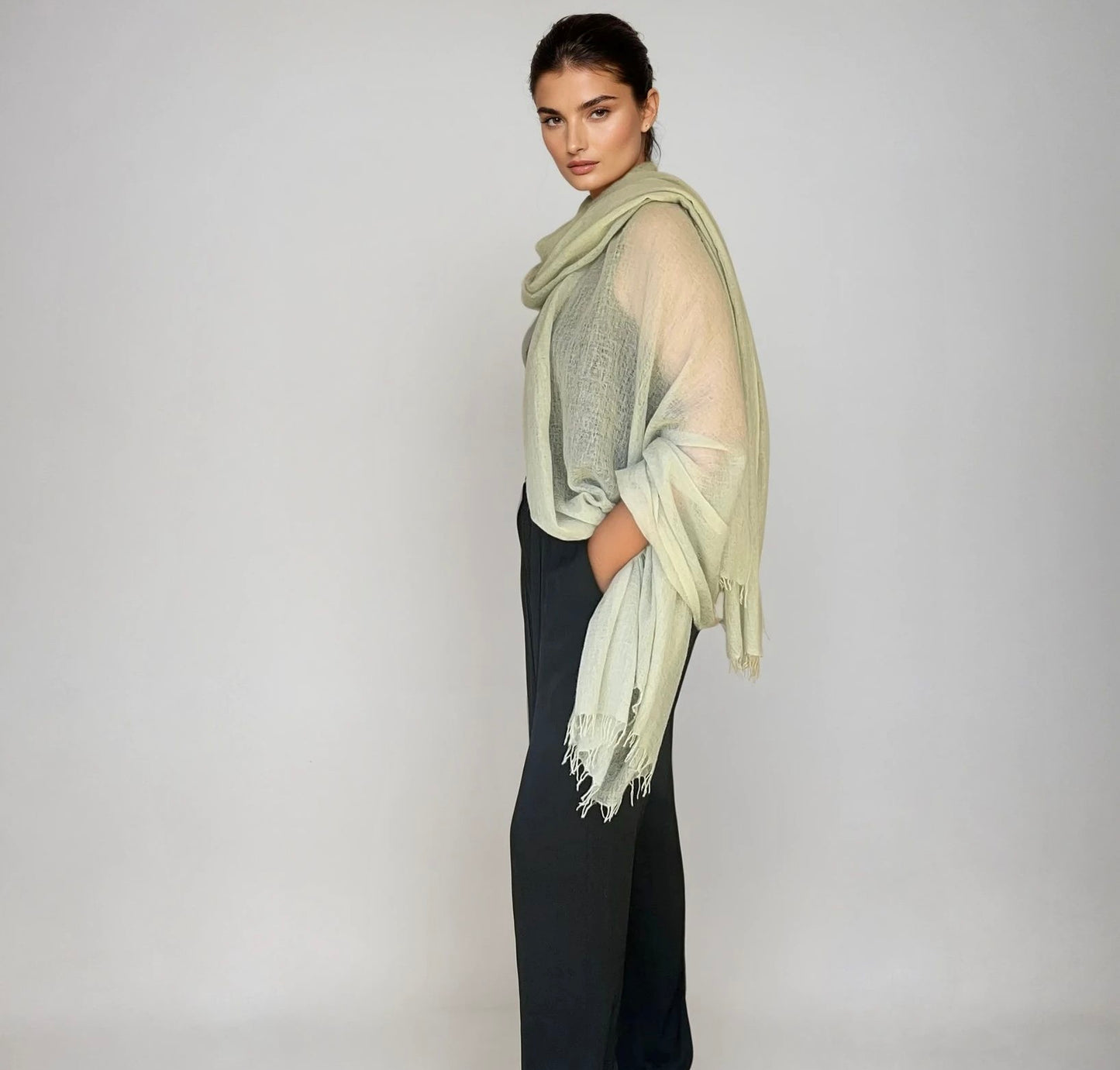 PURE CASHMERE WRAP CELADON