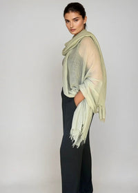 Celadon Pure Cashmere Wrap | Hand-loomed Luxury Scarf