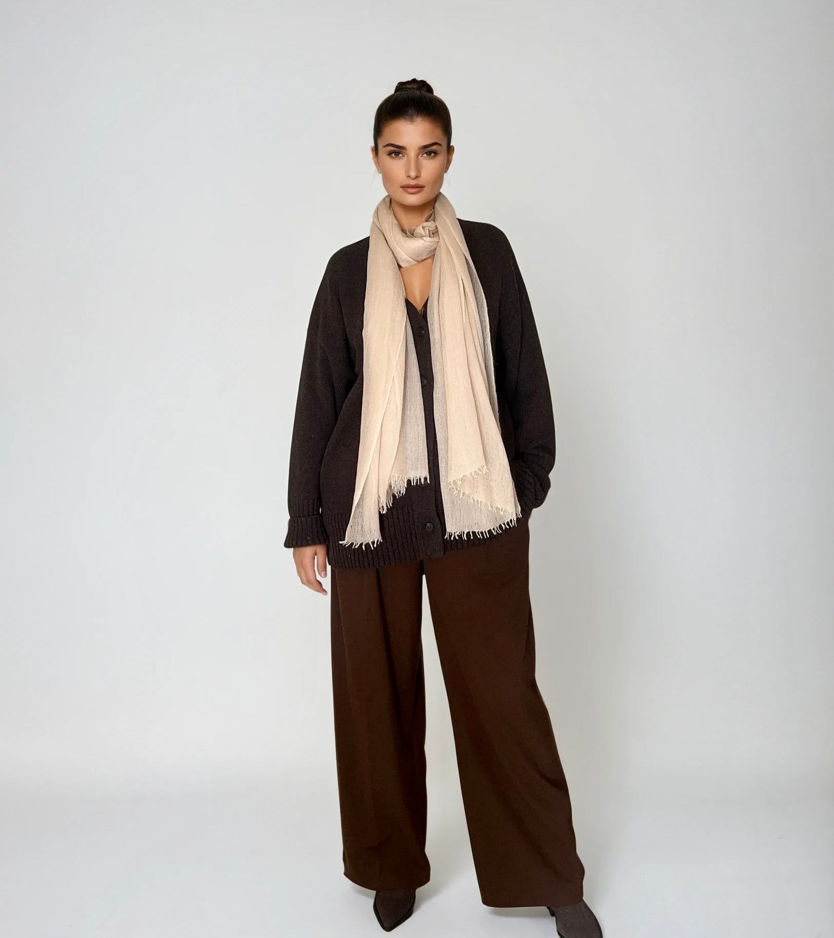 Cashmere Softly Felted Scarf Hand-Woven  Dew