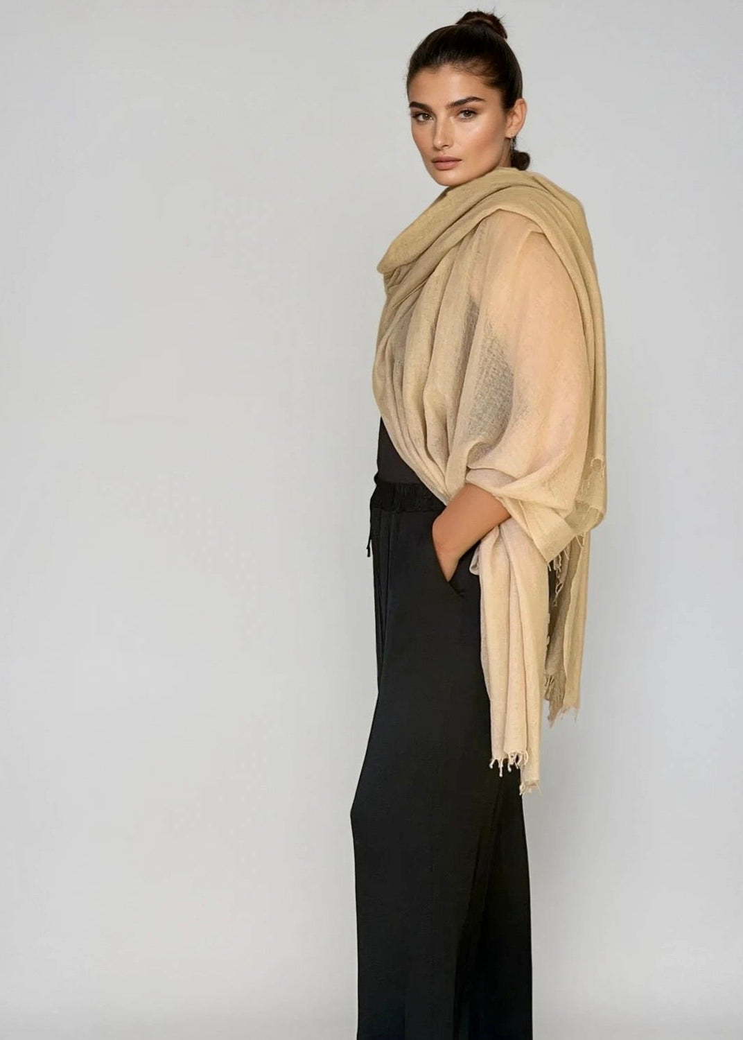 Natural Cashmere Wrap | Hand-loomed Luxury Scarf