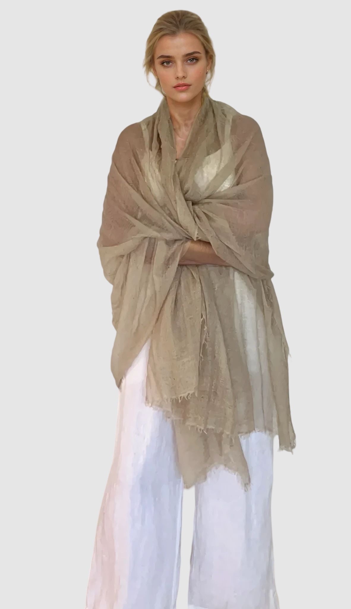 LIGHT-WEIGHT CASHMERE WRAPS - NATURAL