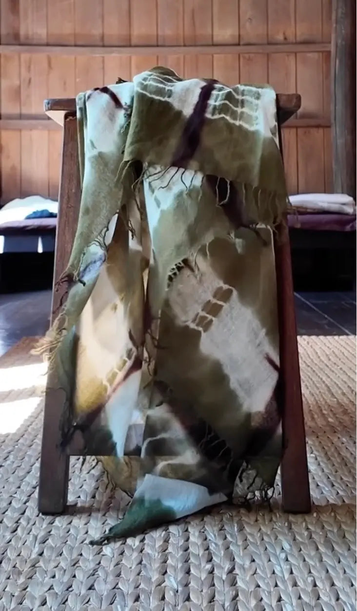 Forest Green, Brown & White Cashmere Wrap – Handloom Himalayan Limited Edition