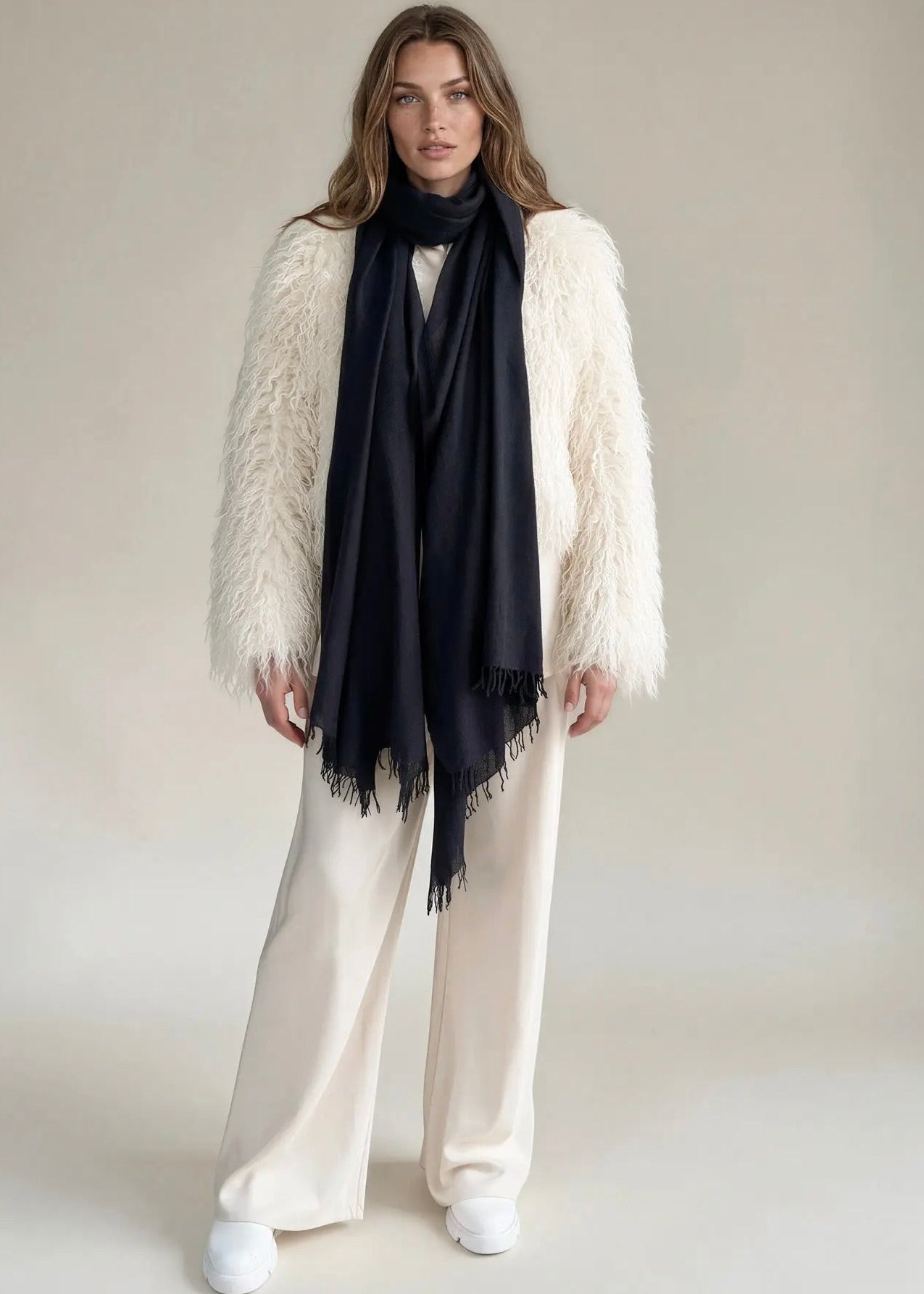 Premium Black Pure Cashmere Wrap - Handwoven Himalayan Luxury Scarf