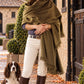 Olive Green Handwoven Pure Cashmere Wrap Heavy Weight
