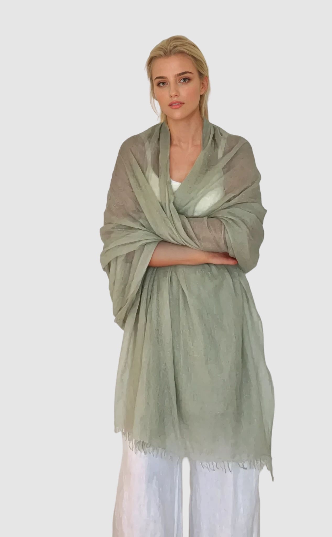 PURE CASHMERE WRAP CELADON