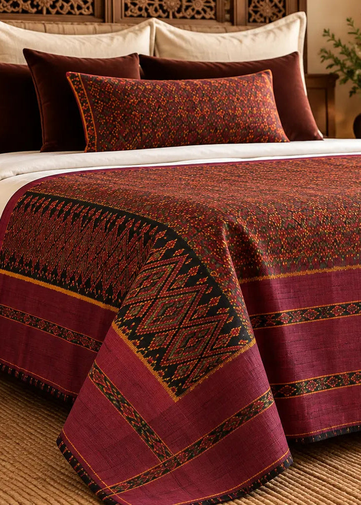 Khmer Silk No. 04 — Mulberry & Antique Gold