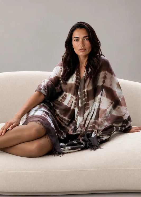 Hand Woven Cashmere Wrap - Earth Brown Forest Green | Cashmere Luxe