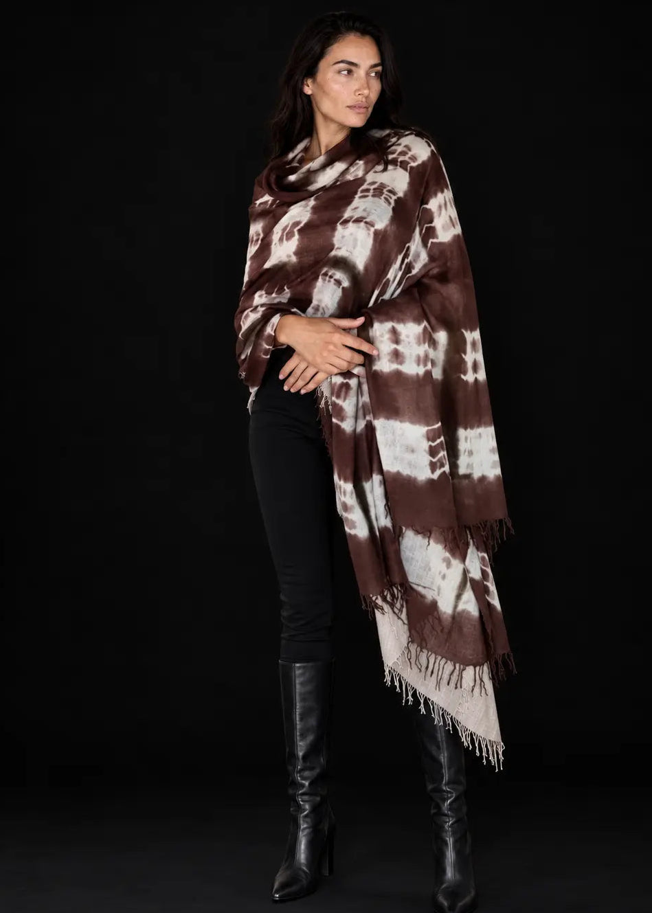 Hand Woven Cashmere Wrap - Earth Brown Forest Green | Cashmere Luxe