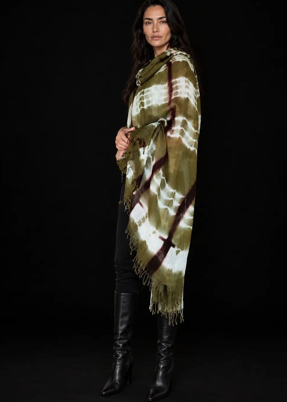 Forest Green, Brown & White Cashmere Wrap – Handloom Himalayan Limited Edition