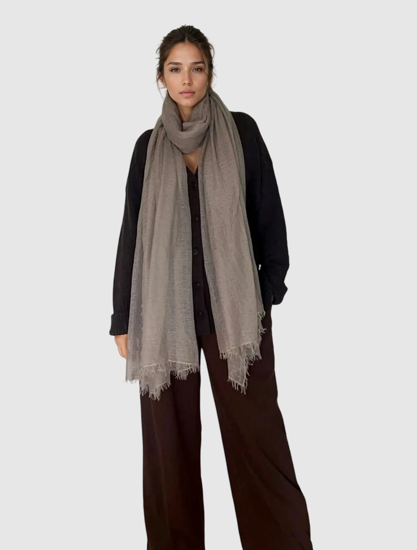 LIGHT WEIGHT CASHMERE WRAP - WARM GREY