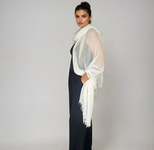 PURE CASHMERE WHITE WRAP