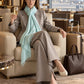 Premium Opal Blue Cashmere Wrap - Handwoven Himalayan Luxury Scarf