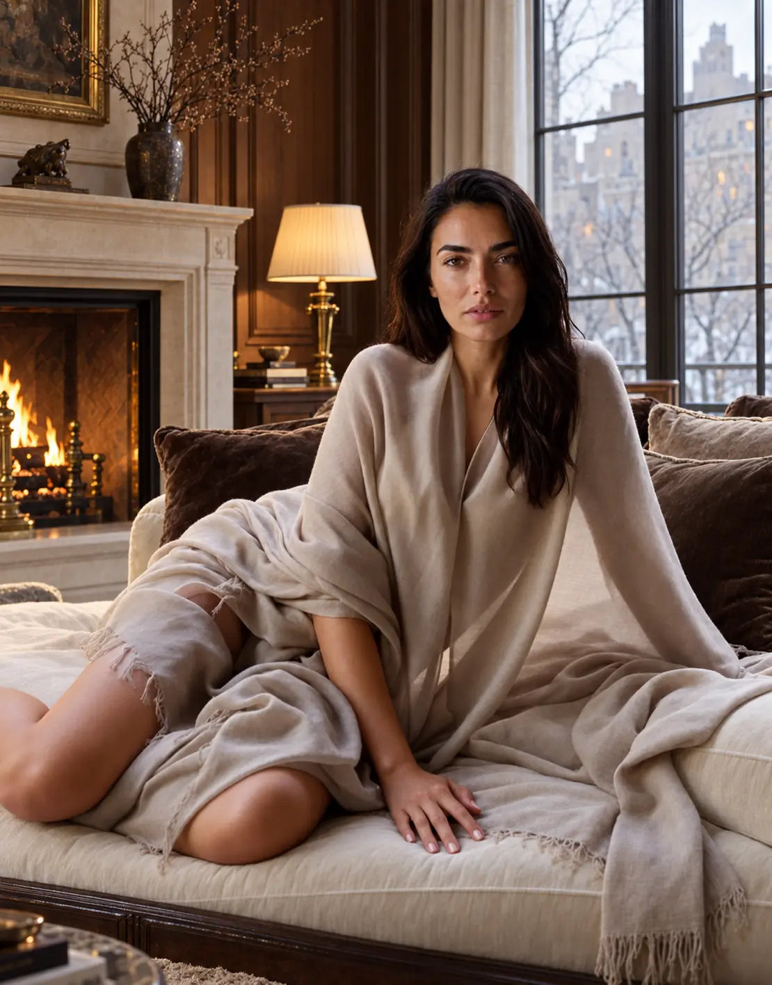 Lavender Grey Cashmere Wrap – Handwoven Himalayan Luxury Shawl