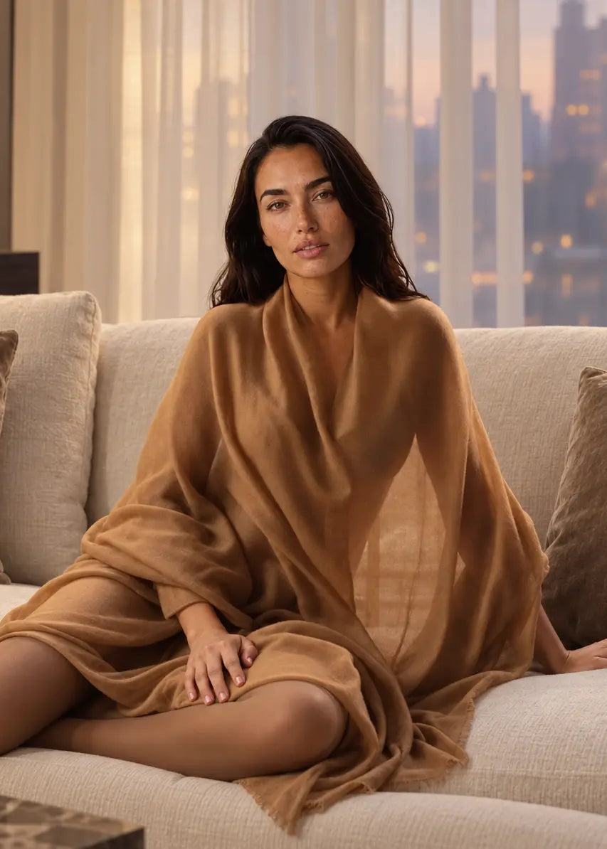 Burnt Bronze Cashmere Wrap – Handloom Himalayan Luxury Scarf