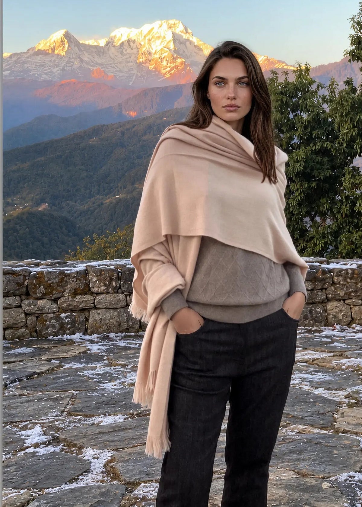 Heavyweight Plant-Dyed Cashmere Wrap - Natural