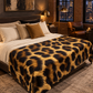 Brown Leopard Cashmere &amp; Wool Bed Throw