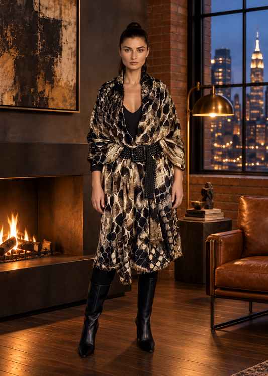 Snake Cashmere & Wool Bed Throw
