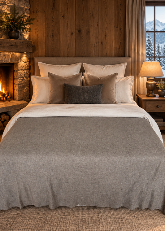 School Grey Cashmere Bed Throw / Blanket