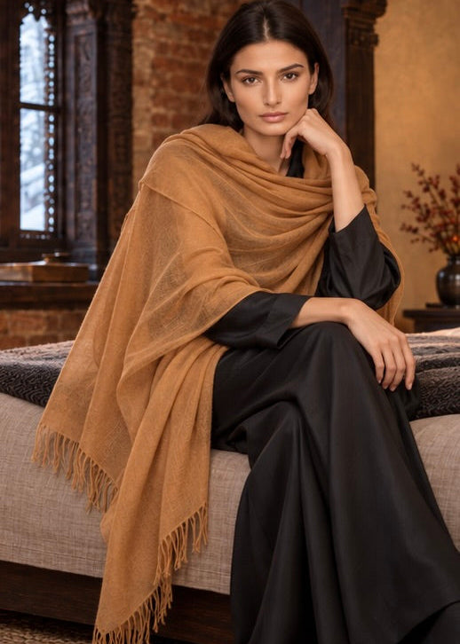 Burnt Bronze Cashmere Wrap – Handloom Himalayan Luxury Scarf