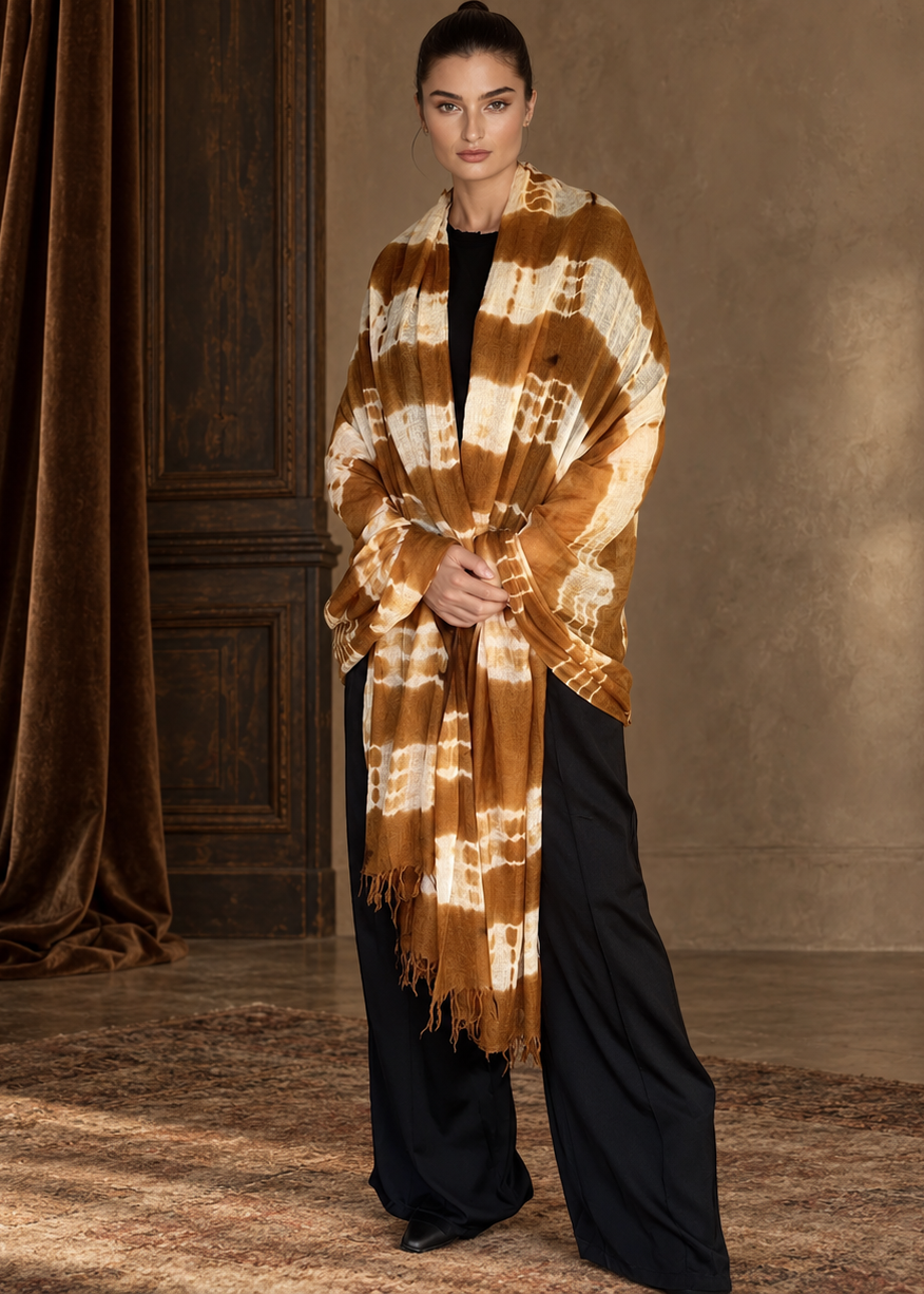 Premium Bronze Brown Cashmere Wrap – Handwoven Himalayan Limited Edition