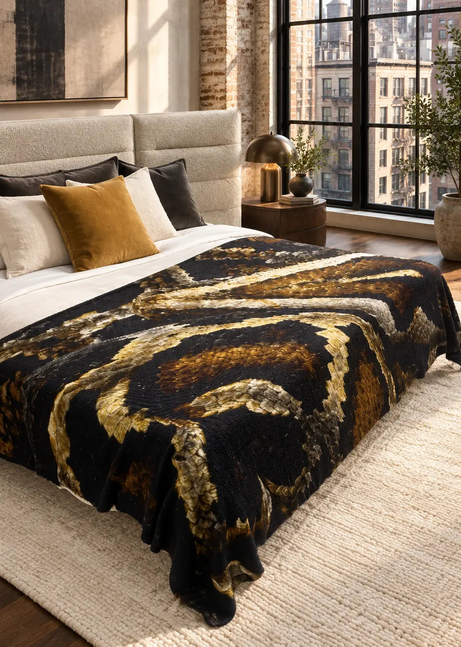 Brown Snake Cashmere & Wool Bed Throw SOLD OUT_ PRE ORDER